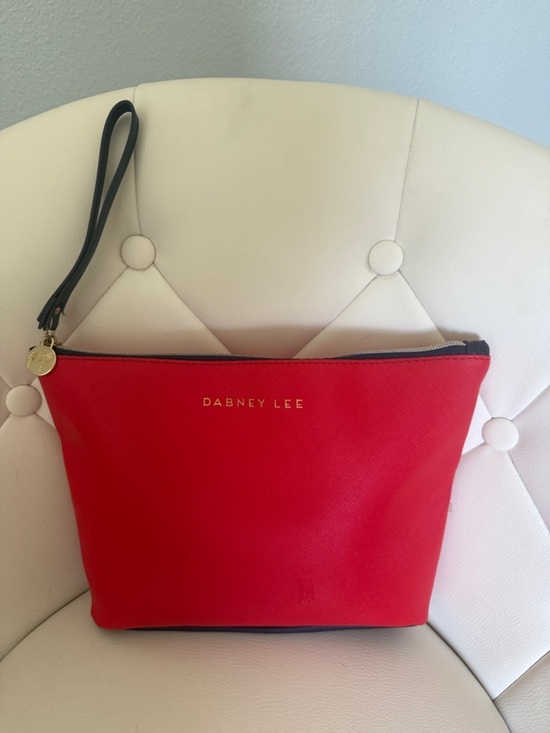 Dabney Lee Handbags - Dabney Lee Red Zip Wristlet with Navy Strap toiletries Travel Bag or Make Up Bag